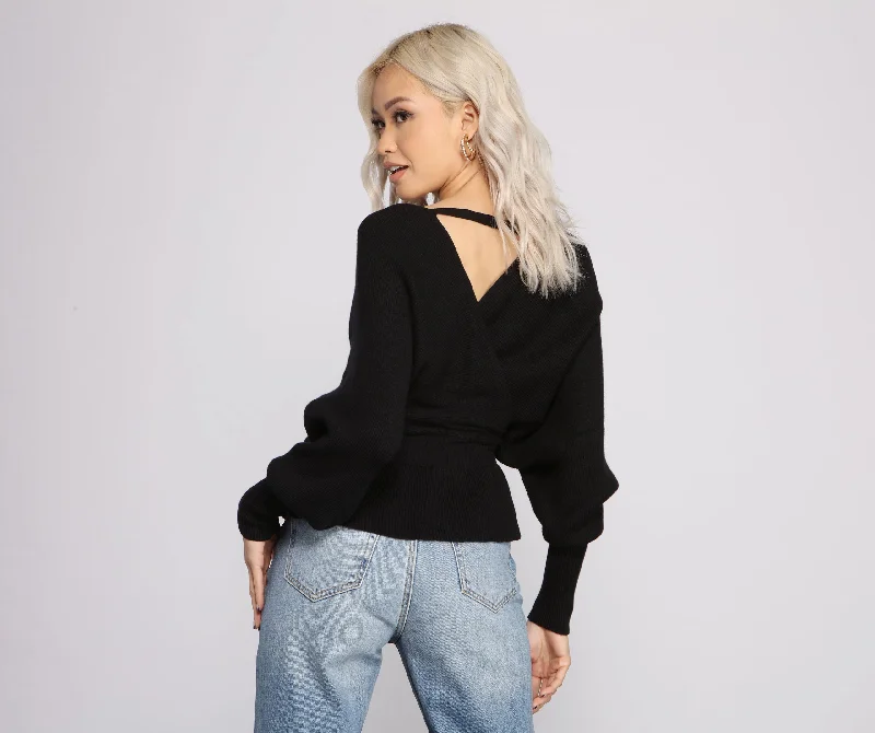 Cozy And Casual Peplum Sweater Practical Women's Multi - 