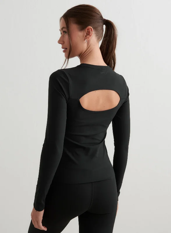 Black Sense Cutout Back Long Sleeve Contemporary 