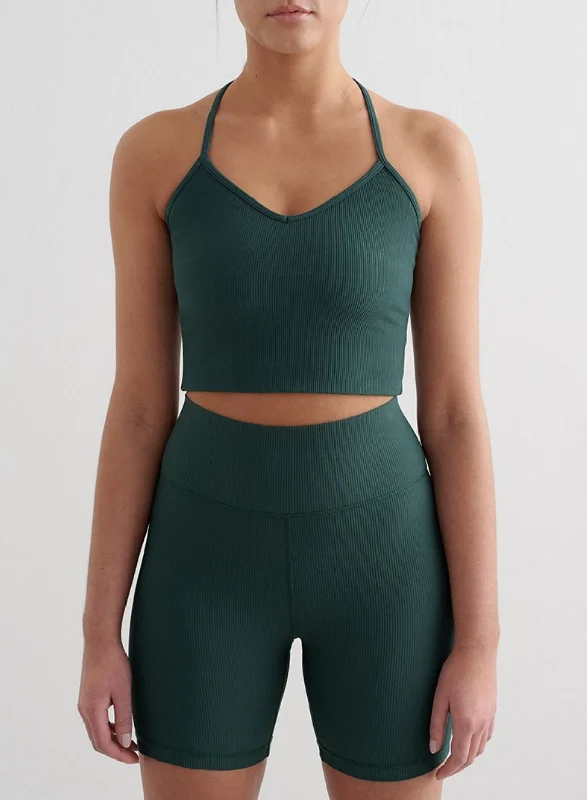 Deep Emerald Ribbed Performance Bralette European