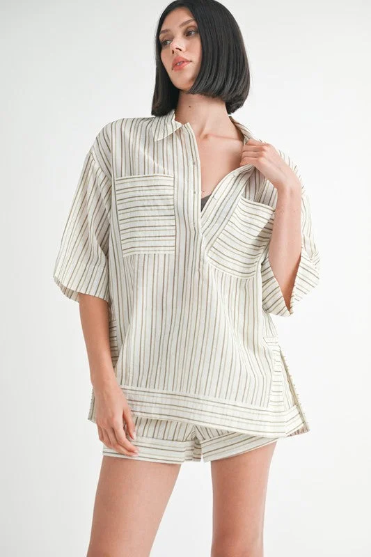STRIPE OVERSIZED TUNIC TOP Modern Women's 