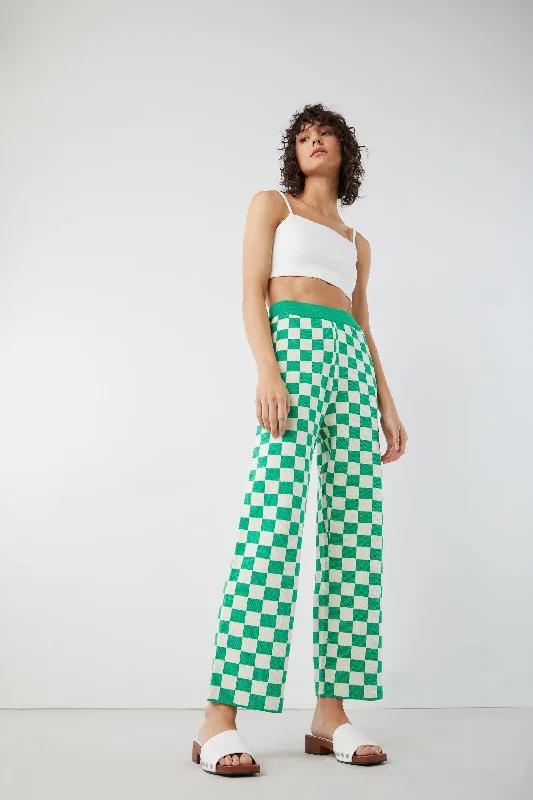 CHECKERED KNIT PANT Practical Women's Multi - 