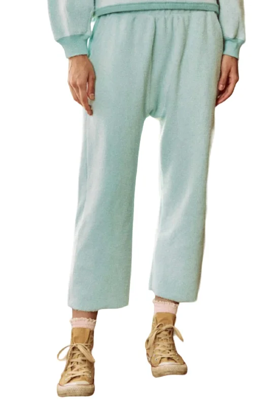 Fleece Pajama Sweatpant In Pale Aqua Confident Women's High - fashion