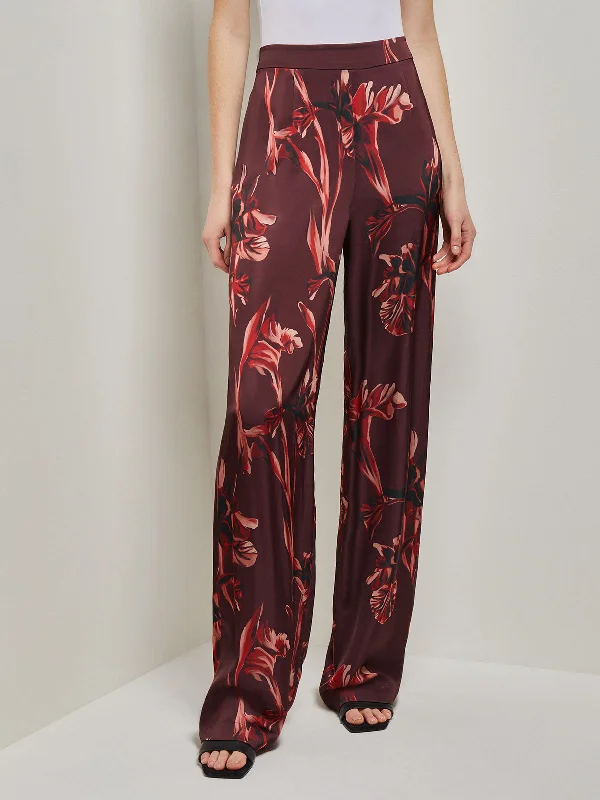 Floral Straight Leg Crepe de Chine Pants Sharp Women's Italian