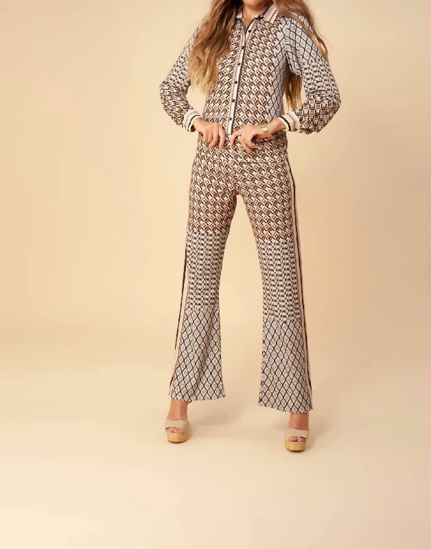 Foldover Pant In Brown Feminine Women's Soft 