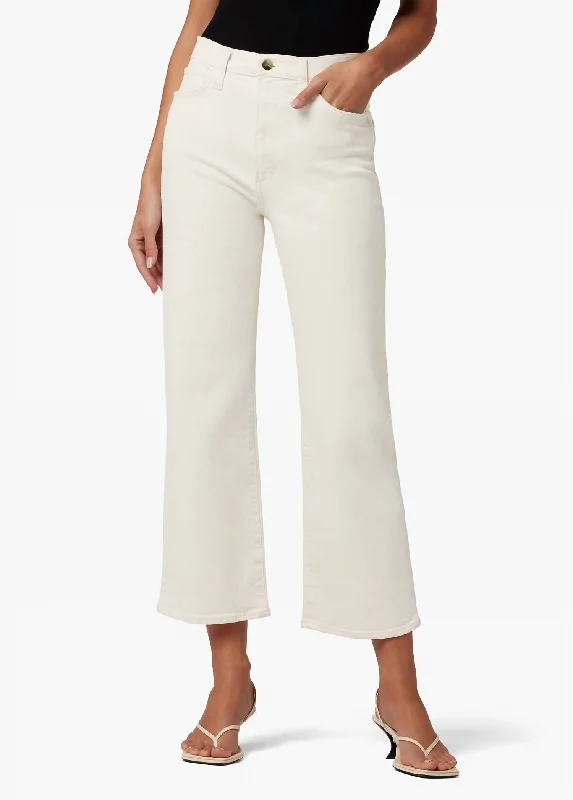 High Rise Cigarette Ankle Pant In Ecru Artistic Women's Hand - painted