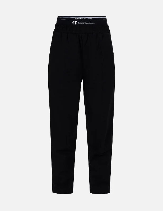 Logo Print Waistband Tapered Pants Cool Women's Distressed