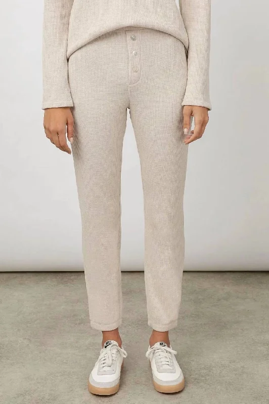 Molly Waffle Pants In Heather Oatmeal Geometric