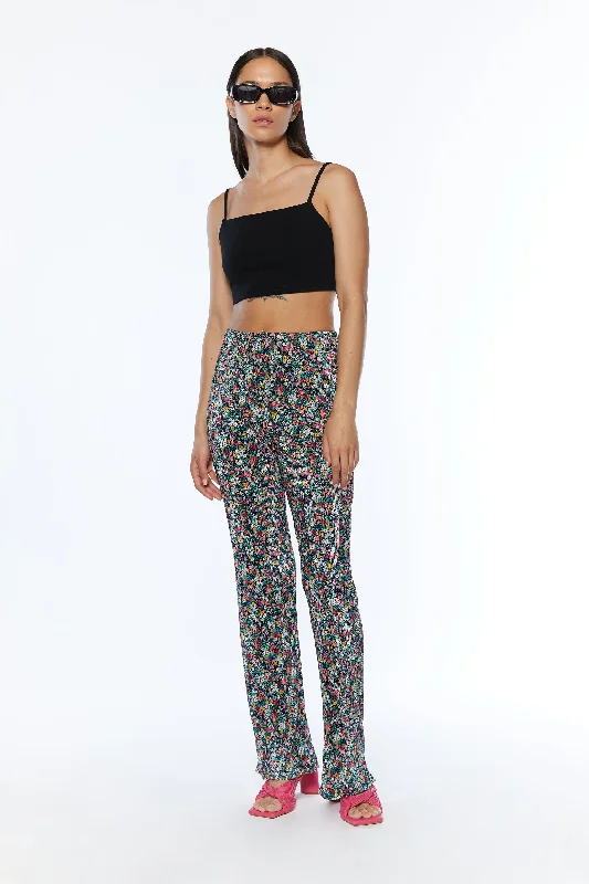 PLEATED FLORAL PANT Laid - back Women's Vibe