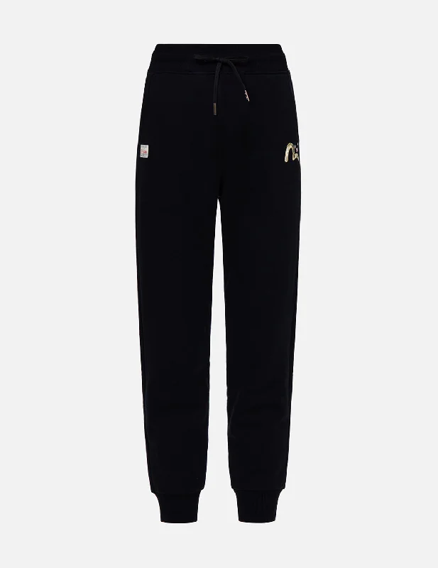 Seagull and Kamon Embroidery Sweatpants Classic Women's Pin - striped