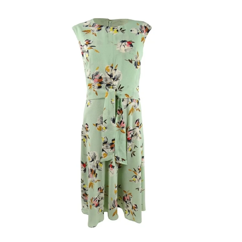 Lauren Ralph Lauren Women's Floral Bubble Crepe Dress (12, Sage/Pink Multi)