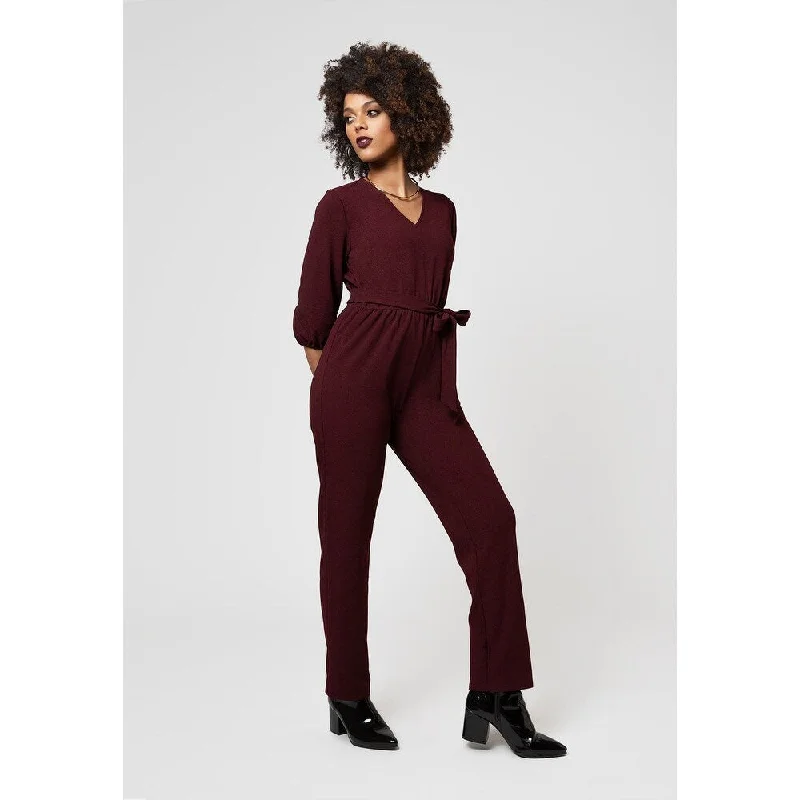 Leota Women's 3/4 Sleeve Sandra Jumpsuit In Maroon Red