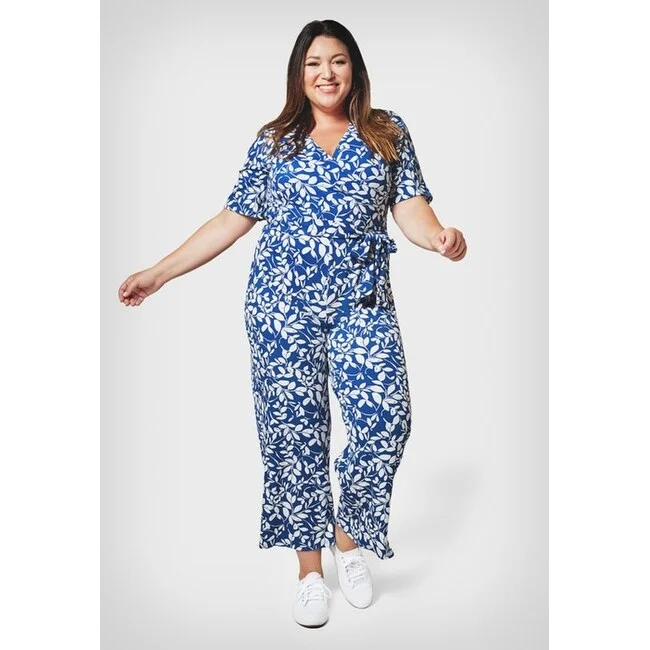 Leota Women's Kayla In Two Tone Floral Jumpsuit Blue