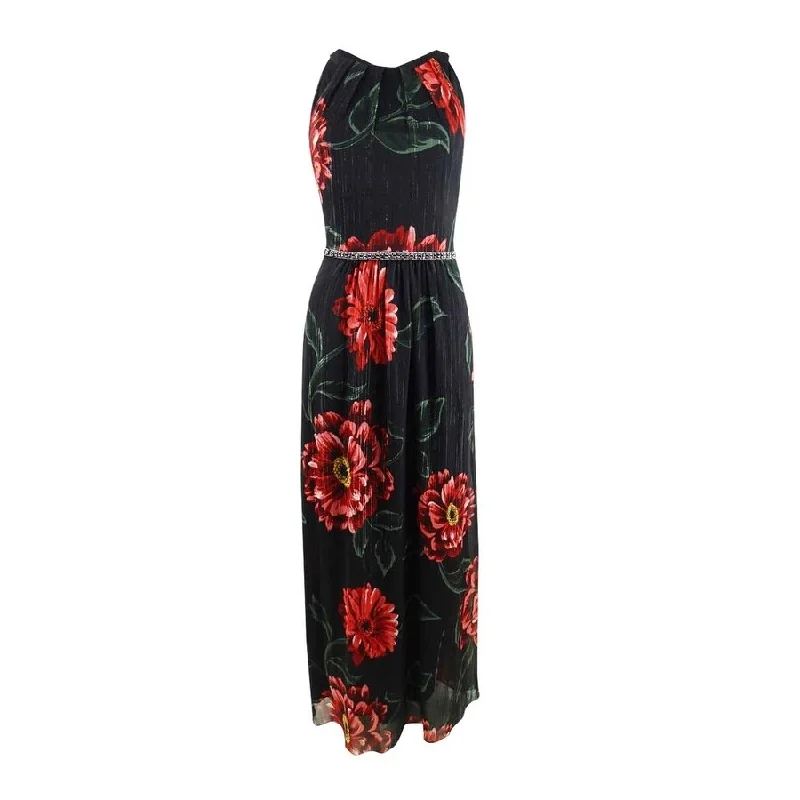 SL Fashions Women's Embellished Floral-Print Gown