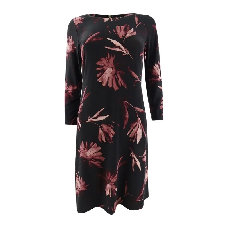 Tommy Hilfiger Women's Miranda Floral Dress (4, Black/Plum Multi)