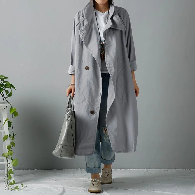 Gray cotton trend coats plus size windbreak