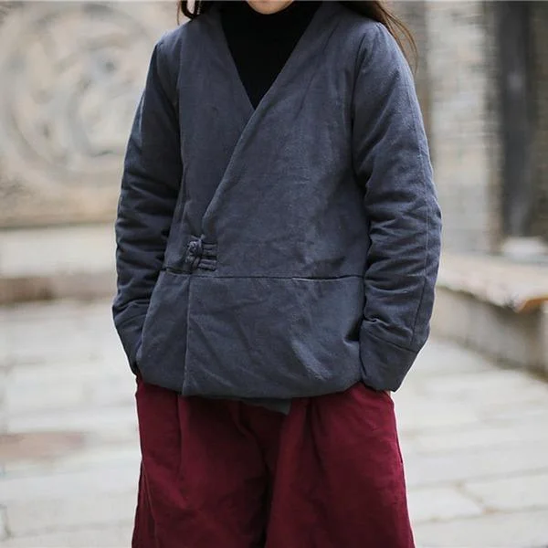 Vintage Double Breasted V-Neck Loose Jackets 2020 Warm Solid Color Plus Size Femal Coats Dynamic Women's High - energy Vintage Double Breasted V-Neck Loose Jackets 2020 Warm Solid Color Plus Size Femal Coats Dynamic Women's High - energy