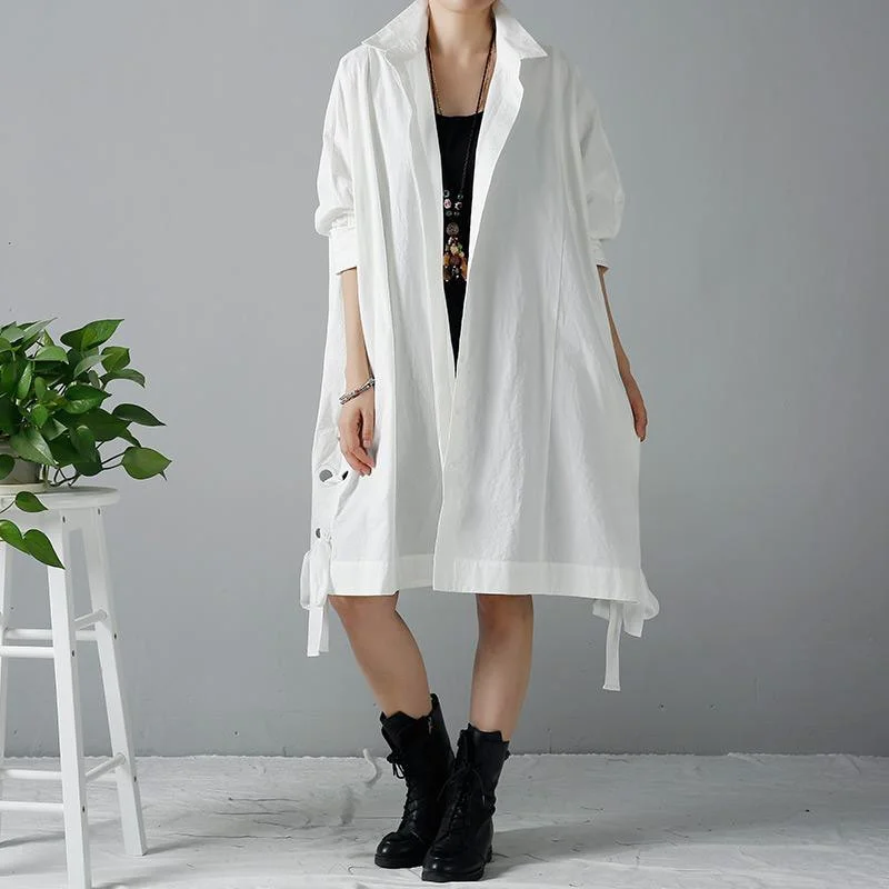 White plus size trench coats oversize wind-breaker