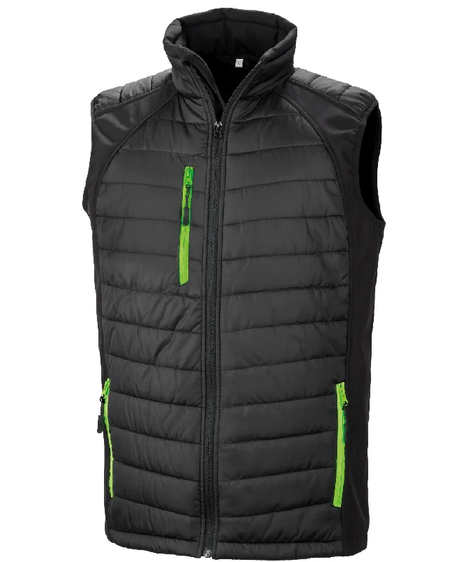 Black/Lime - compass padded softshell gilet Vintage Women's 1970S 