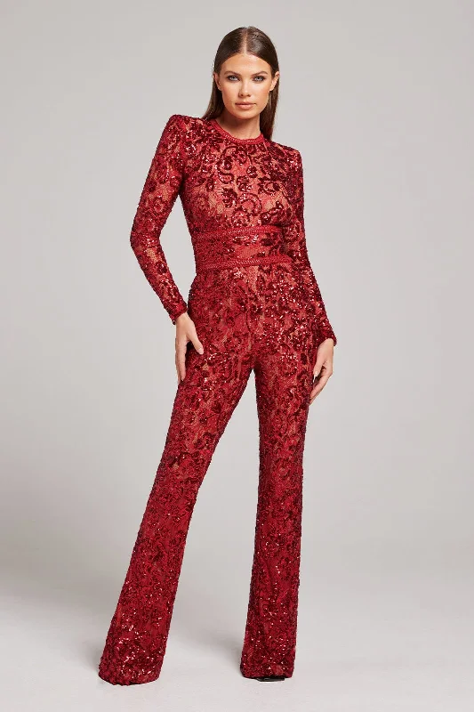 Bella Red Jumpsuit Cool Women's Distressed