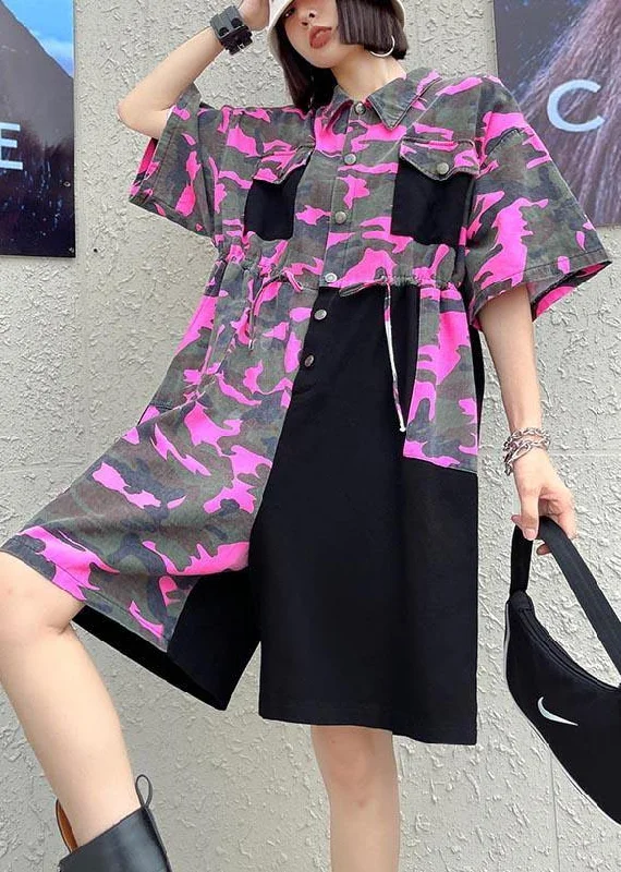 Denim Jumpsuit Women Summer Short Sleeve Tooling Single Breasted Casual Pants Youthful Women's Pop