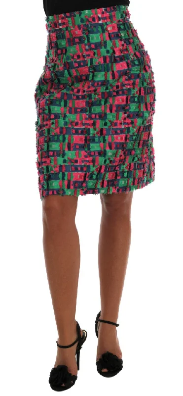 Dolce & Gabbana Elegant Jacquard High Waist Pencil Women's Skirt Stylish Women's Neon Dolce & Gabbana Elegant Jacquard High Waist Pencil Women's Skirt Stylish Women's Neon