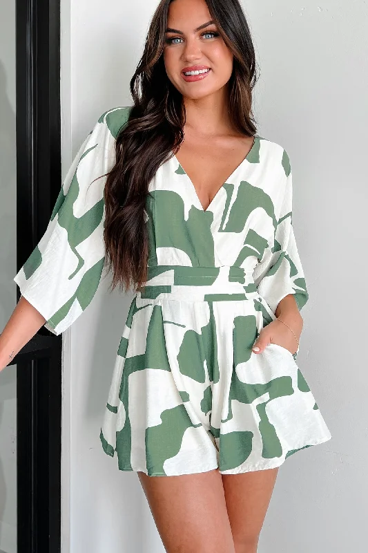 Elevated Vision Printed Romper (Green) Cool Women's Skate