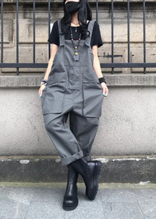 Grey Slash Neck Cozy Solid Jumpsuits Contemporary 