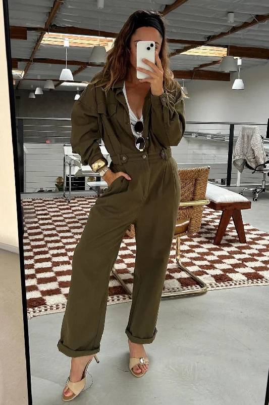Hendrix Olive Straight Leg Jumpsuit Modern Women's 