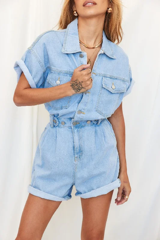 Hendrix Short Denim Romper Feminine Women's Soft 