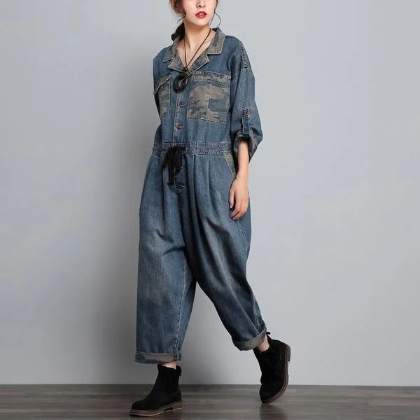 Ladies Vintage Denim Jumpsuits Female 2020 Spring Autumn Overalls Laid - back Women's Vibe Ladies Vintage Denim Jumpsuits Female 2020 Spring Autumn Overalls Laid - back Women's Vibe