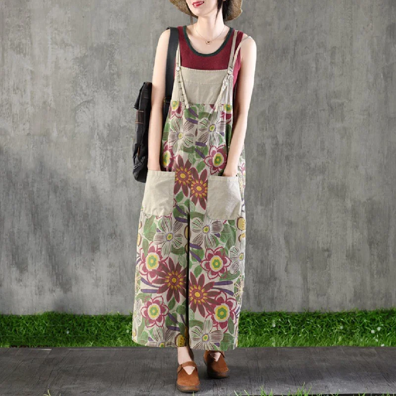 Loose Fashion Printed Cotton Jumpsuit Sleek Women's 