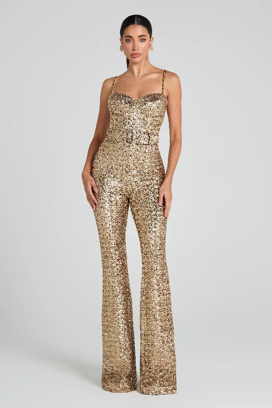 Lucinda Gold Jumpsuit Classic Women's Pin - striped
