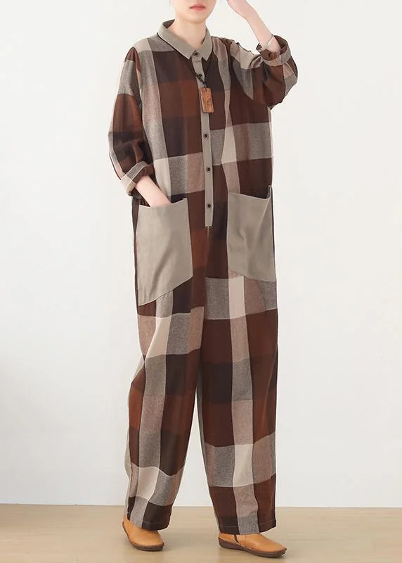 nude patchwork new plaid loose retro slimming Harem cotton pants jumpsuit Dynamic Women's High - energy nude patchwork new plaid loose retro slimming Harem cotton pants jumpsuit Dynamic Women's High - energy