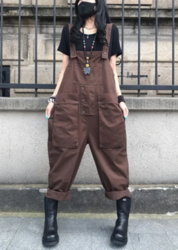 Organic Coffee Solid Overalls Jumpsuit Summer Sleek Women's 