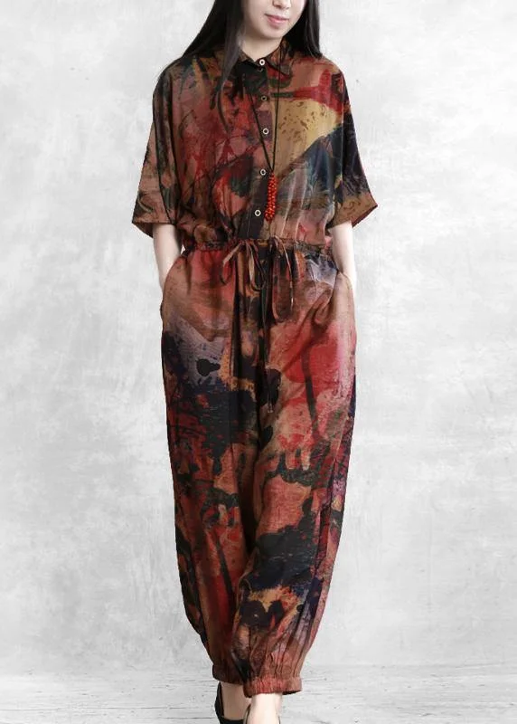Original Women's Loose Lace Up Thin Skinny Jumpsuit Bat Sleeve Trendy Women's 