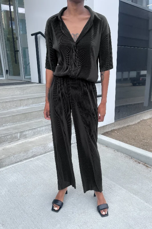 PLEATED JUMPSUIT Artistic Women's Hand - painted