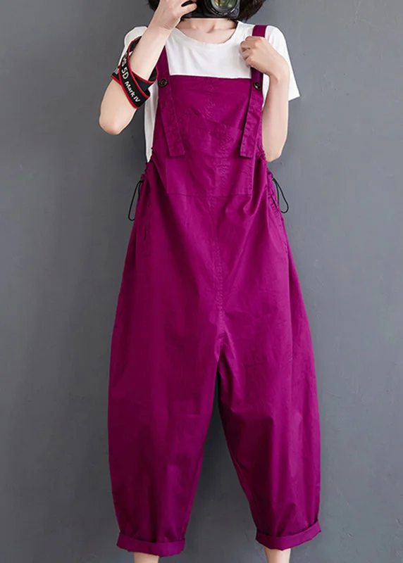 Plus Size Black Slash Neck Drawstring Button Pockets Jumpsuit Fall Stylish Women's Tropical 