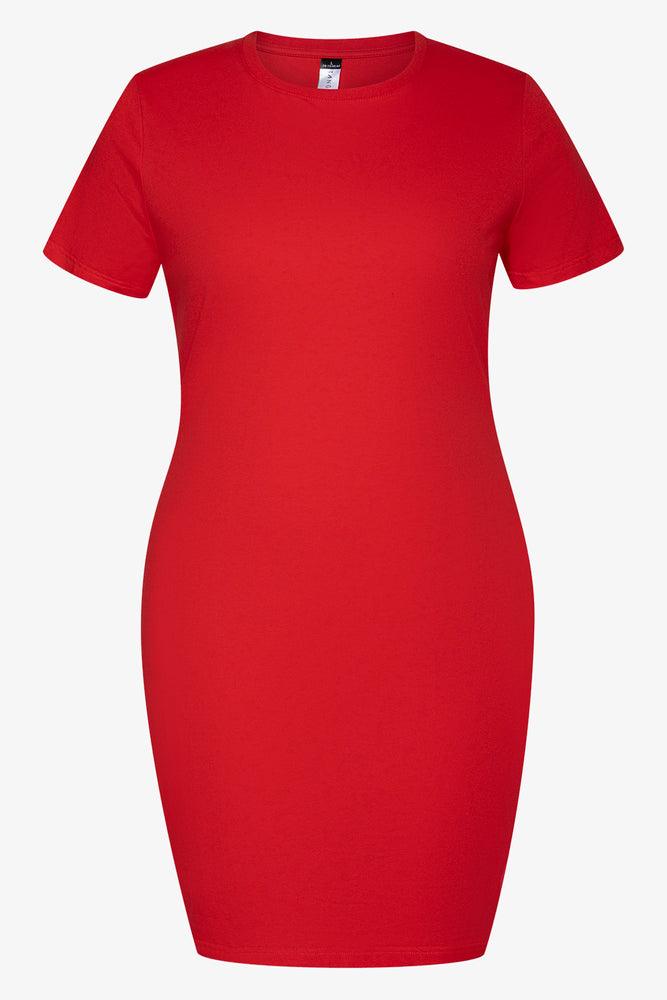 Short Sleeve Bodycon Dress Red Refined Women's Classic 
