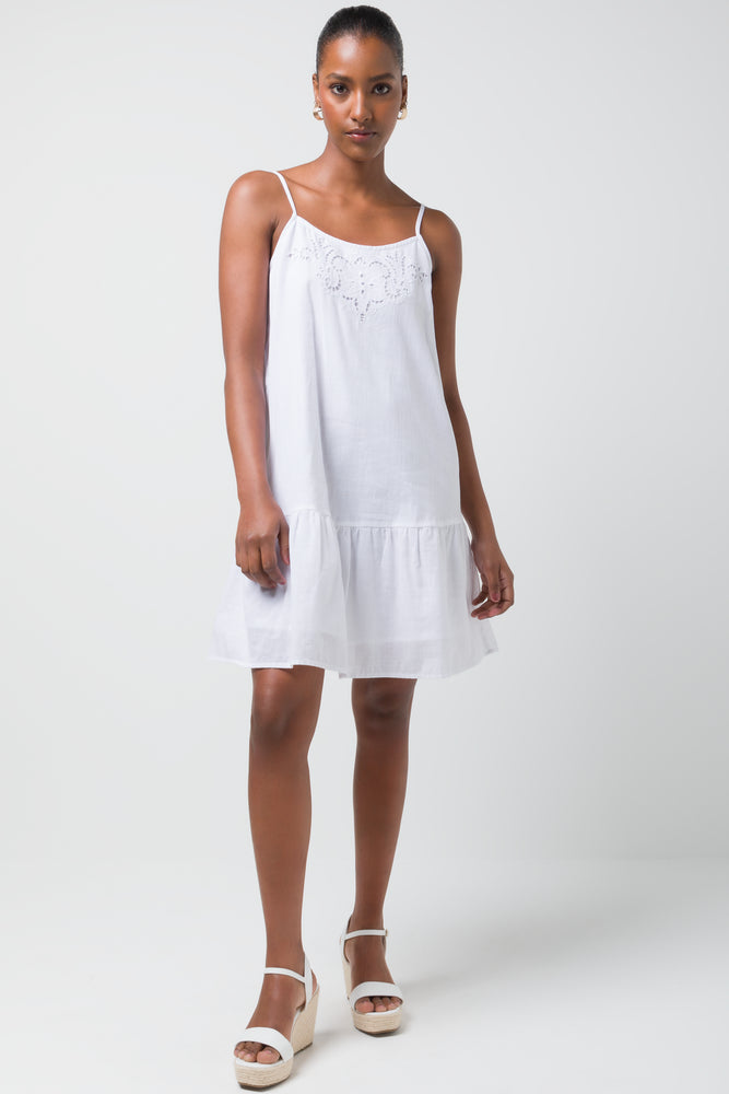 Strappy Anglais Tiered Dress White Casual Women's Japanese 