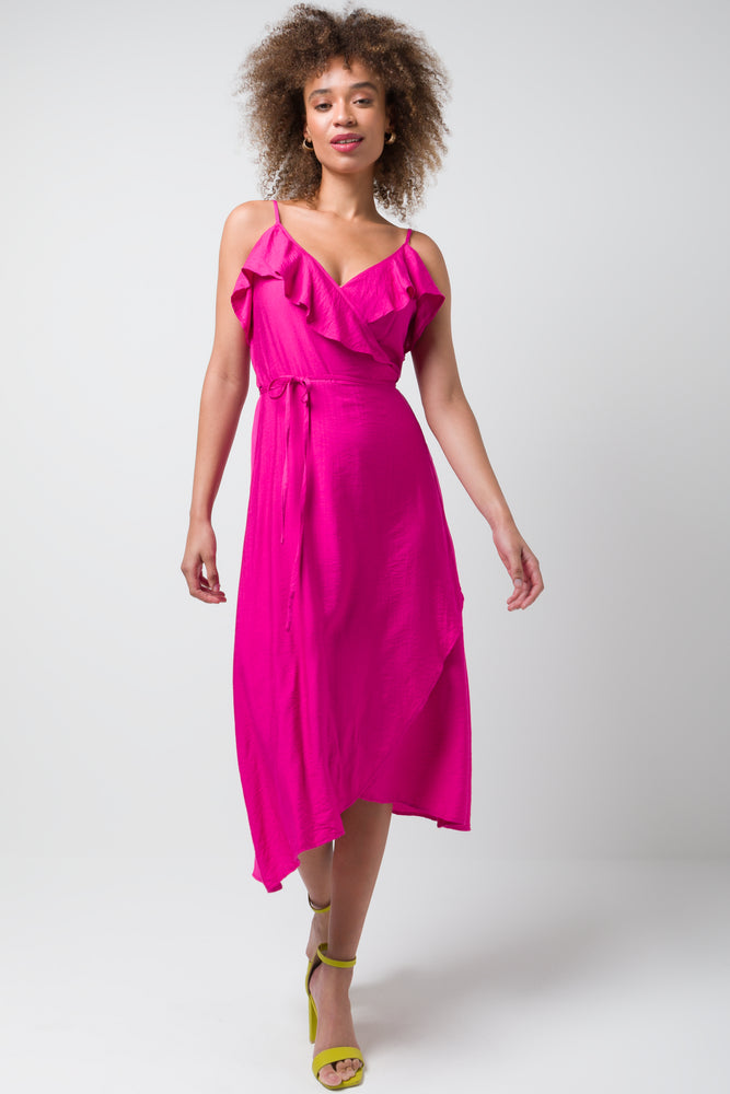 Strappy Wrap Dress Pink Sophisticated Women's 