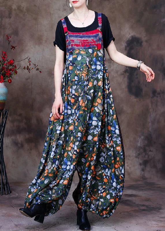 Stylish Green Patchwork Plaid Print Linen Overalls Jumpsuit And Cotton Tanks Two Piece Set Summer Elegant Women's 