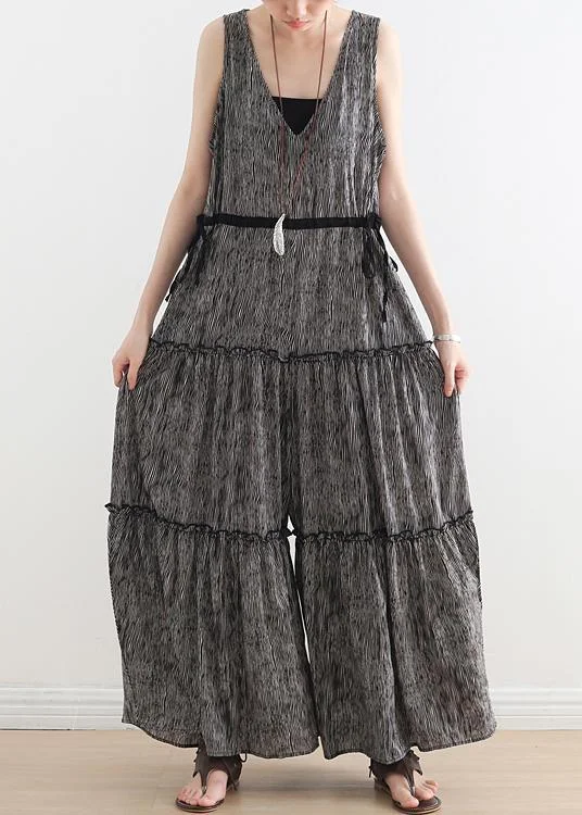 Summer Casual Multi-Layer V-neck Strap Pants With Jumpsuits Dapper Women's Bow - adorned Summer Casual Multi-Layer V-neck Strap Pants With Jumpsuits Dapper Women's Bow - adorned