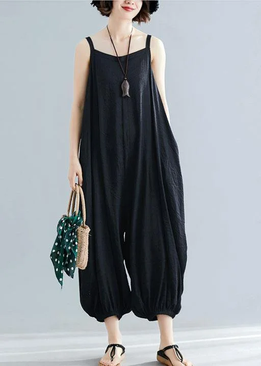 Summer New Plus Size Cotton High Waist Casual Jumpsuit Women