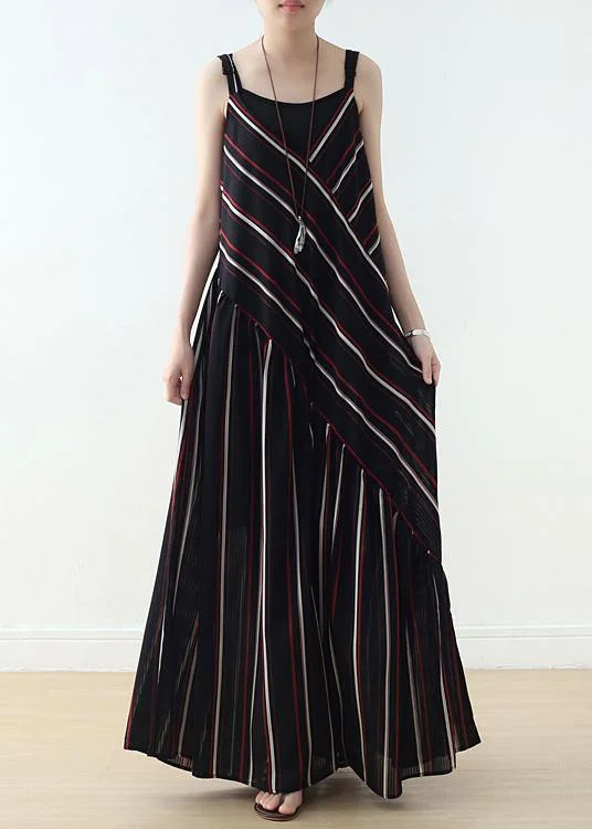 Summer New Sling Large Chiffon Black Striped Jumpsuit Youthful Women's Anime - inspired Summer New Sling Large Chiffon Black Striped Jumpsuit Youthful Women's Anime - inspired