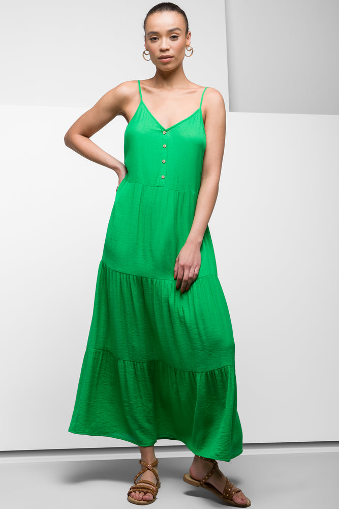 Tiered Crinkle Dress Green Adventure