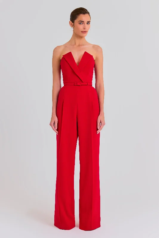 Vanessa Red Jumpsuit Trendy Women's Oversized