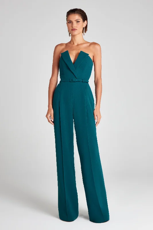 Vanessa Teal Jumpsuit Sleek Women's Metallic
