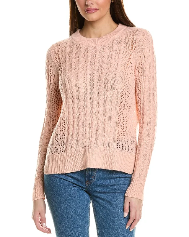 Autumn Cashmere Pointelle & Cable Cashmere Sweater Streetwear Style for 