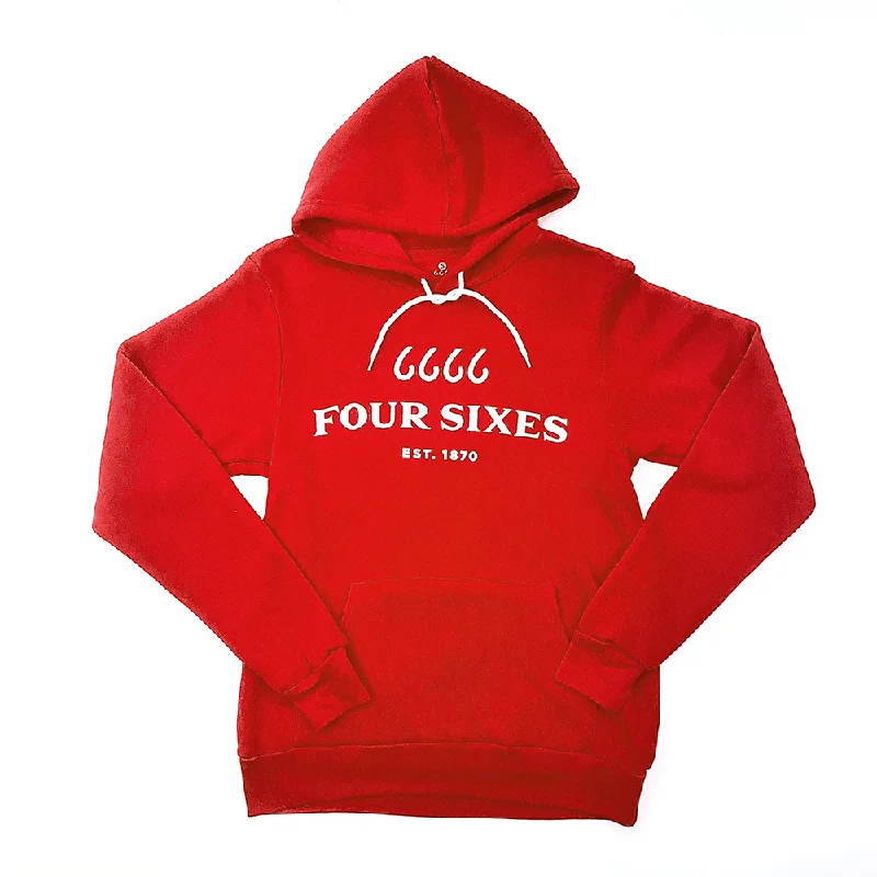 Four Sixes Logo Hoodie Red Stylish Women's Neon