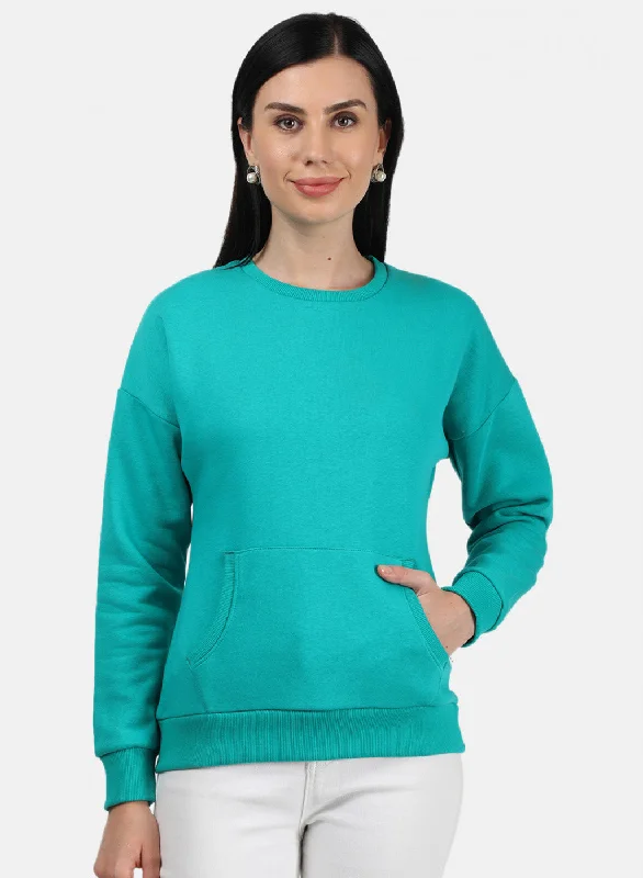 Women Green Plain Sweatshirt Traditional Women's 